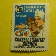 Sellos: REPÚBLICA AÑO 1936 - CONSELL DE SANITAT DE GUERRA - GENERALITAT DE CATALUNYA 5 CT. CTS - 3ª SERIE