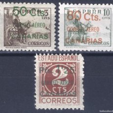 Sellos: CANARIAS. EDIFIL 34-36. CORREO AÉREO 1937 (SERIE COMPLETA) VALOR CATÁLOGO: 34 €. MLH. RARA VARIEDAD.