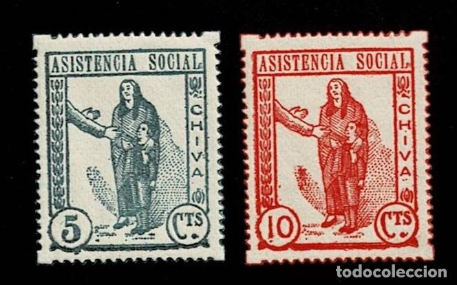 Stamps: Guerra Civil CHIVA Asistencia Social Fesofi n&ordm; 1-2 (Numeros GRANDES) Serie Completa, sin fijasellos