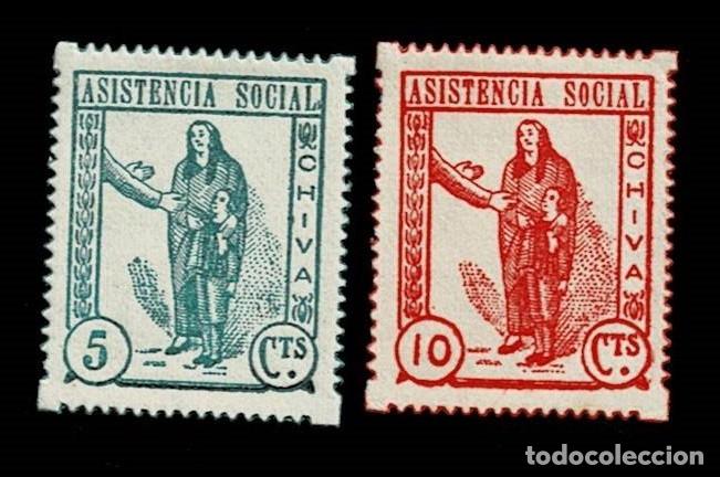 Stamps: Guerra Civil CHIVA Asistencia Social Fesofi n&ordm; 3-4 (Numeros PEQUE&Ntilde;OS) Serie Completa, sin fijasellos