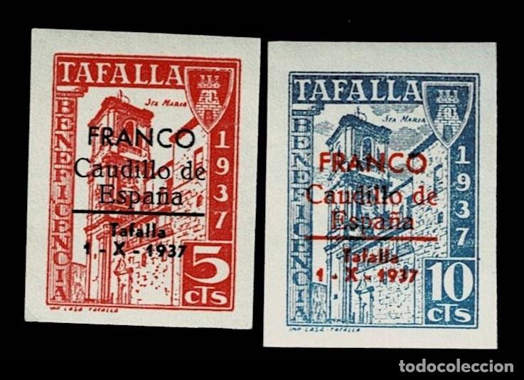 Stamps: A5-2 Guerra Civil TAFALLA Fesofi n&ordm; 10-11s SIN DENTAR Serie completa Con fijasellos VER.