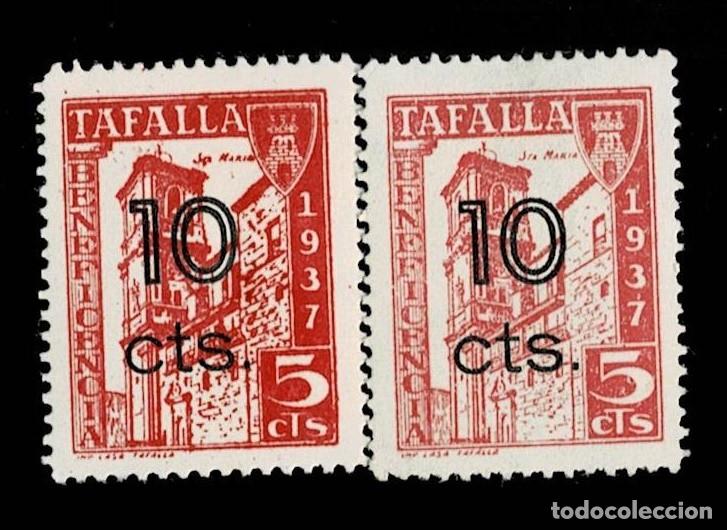 Stamps: A5-2 Guerra Civil TAFALLA Fesofi n&ordm; 4 Pareja Color ROSA NARANJA y Variedad CARMIN Sin fijasellos VE