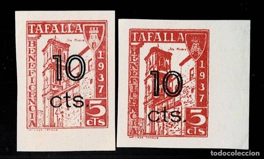 Stamps: A5-2 Guerra Civil TAFALLA Fesofi n&ordm; 4 Pareja SIN DENTAR Color ROSA NARANJA y Variedad CARMIN Sin fij