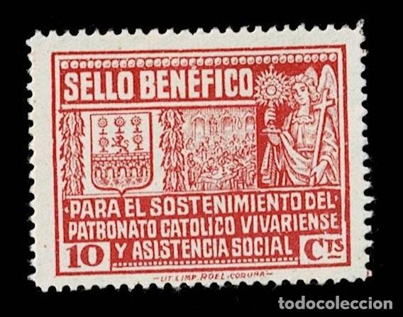 Stamps: Guerra Civil VIVERO Fesofi n&ordm; 2 Valor 10 cts Color rojo naranja Con fijasellos