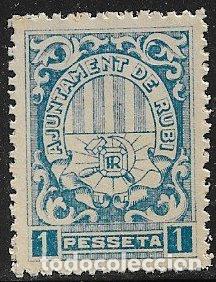 Timbres: sellos locales Guerra Civil, Barcelona, RUB&Iacute;, FESOFI n&ordm; 6 * *