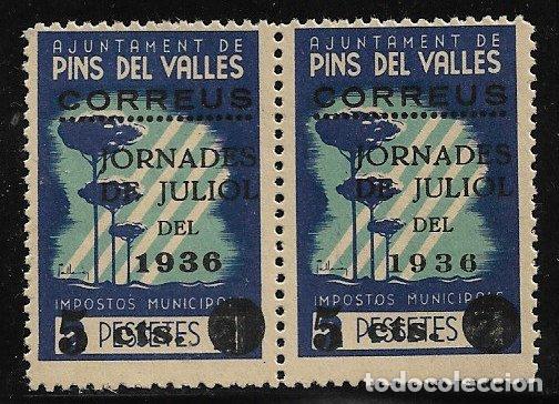 Timbres: sellos locales Guerra Civil, Barcelona, PINS DEL VALL&Eacute;S, FESOFI n&ordm; 10 B2 * * VARIEDAD