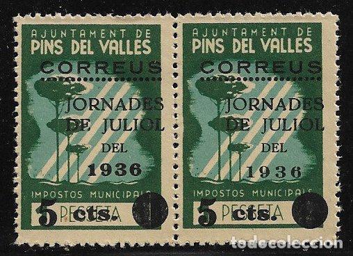 Timbres: sellos locales Guerra Civil, Barcelona, PINS DEL VALL&Eacute;S, FESOFI n&ordm; 9 B2 * * VARIEDAD