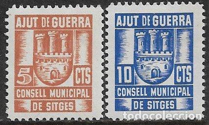 Timbres: sellos locales Guerra Civil, Barcelona, SITGES, FESOFI n&ordm; 2 y 3 *