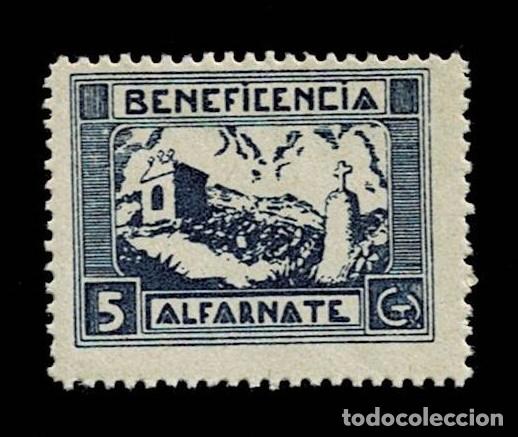 Stamps: Guerra Civil ALFARNATE Beneficencia Fesofi n&ordm; 1 Valor 5 cts Color AZUL Sin fijasellos
