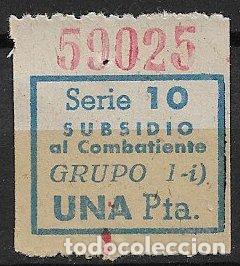 Stamps: sellos locales Guerra Civil, Alicante, Subsidio al combatiente, 1 pta azul (*)