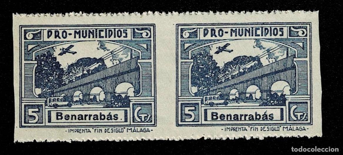 Briefmarken: Guerra Civil BENARRABAS Fesofi n&ordm; 1phs Variedad Pareja SIN DENTAR VERTICAL Color AZUL nuevo sin fij
