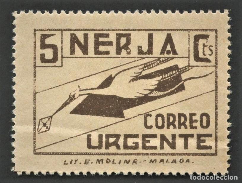 Stamps: GUERRA CIVIL, VI&Ntilde;ETA, CORREO URGENTE, NERJA, VALOR: 5 C&Eacute;NTIMOS, 1937
