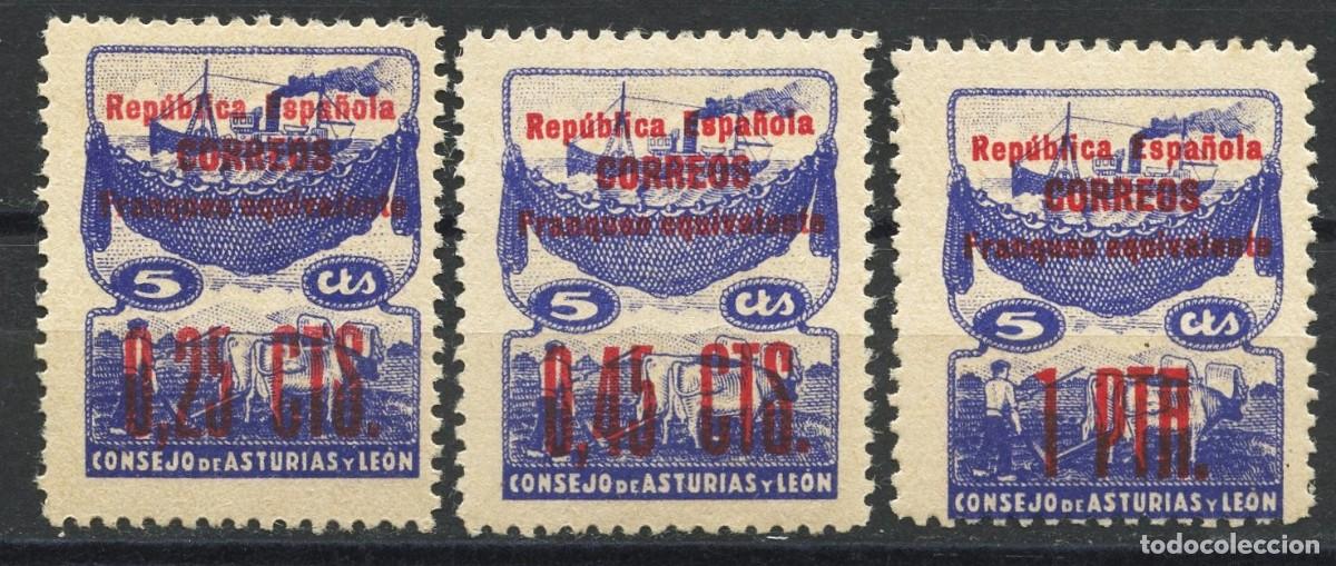 Selos: GUERRA CIVIL, SELLOS, HABILITADOS, CONSEJO ASTURIAS Y LE&Oacute;N, 1937, SERIE, NO EXPENDIDOS