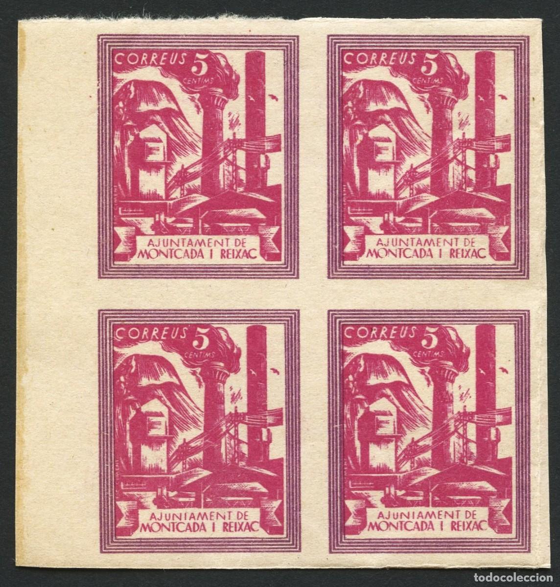Briefmarken: GUERRA CIVIL, VI&Ntilde;ETA, AJUNTAMENT DE MONTCADA I REIXAC, VALOR: 5 C&Eacute;NTIMOS, (4)