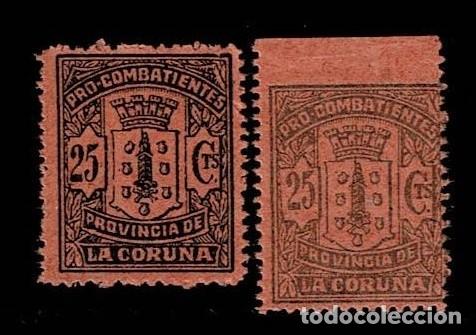 Selos: Guerra Civil CORU&Ntilde;A Fesofi n&ordm; 20 Pareja de Variantes de color Valor 25 cts Color NEGRO s. NARANJA
