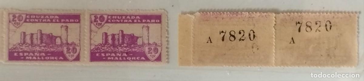 Selos: 1936.G,CIVIL, CRUZADA CONTRA EL PARO. 20 CTS .PAREJA .CASTILLO DE BELLVER. **.MNH