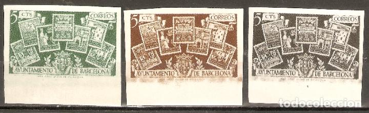 Stamps: BARCELONA 1945 EDIFIL 69/71** SIN FIJASELLOS SIN DENTAR VALOR 60 &euro;