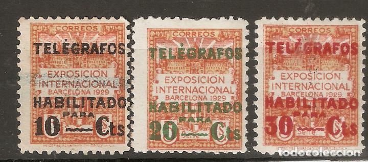 Stamps: BARCELONA TELEGRAFOS 1930 EDIFIL 1/3* CON FIJASELLOS
