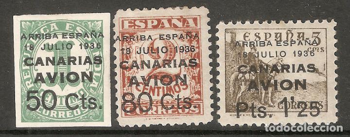 Stamps: CANARIAS 1937 EDIFIL 20/22* CON FIJASELLOS