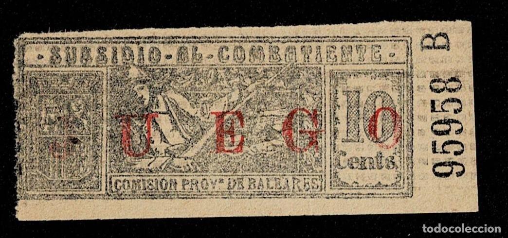 Stamps: CB-4-4 Guerra Civil BALEARES SUBSIDIO AL COMBATIENTE Fesofi n&ordm; 8 Papel CREMA Scgdo. JUEGO (N0 MENCIO