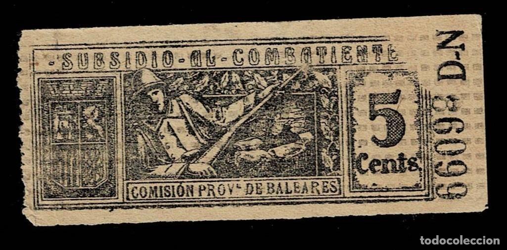 Stamps: CB-4 Guerra Civil BALE.ARES SUBSIDIO AL COMBATIENTES Fesofi n&ordm; 8 PAPEL CREMA n&ordm; 66098 D-N Nuevo Val