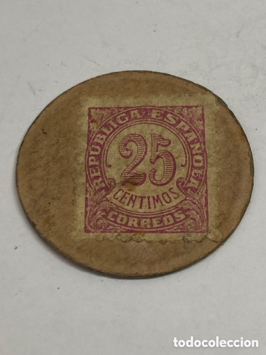 Selos: Moneda carton con valor de 25 cm pagaderos al portador periodo de la Guerra Civil Espa&ntilde;ola 36-39