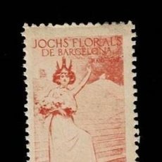 Sellos: VN2-81-15 SELLO VIÑETA FESTES DEL CINQVANTENARI DELS JOCHS FLORALS DE BARCELONA, MAIG DE 1908. COLOR