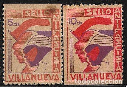 Stamps: Sellos Locales Guerra Civil. Ja&eacute;n. VILLANUEVA. FESOFI n&ordm; 2 y 3 (*)