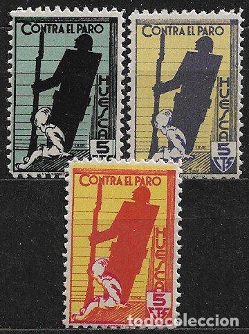 Stamps: Sellos Locales Guerra Civil. Huesca. HUESCA. FESOFI n&ordm; 14 a 16 * *
