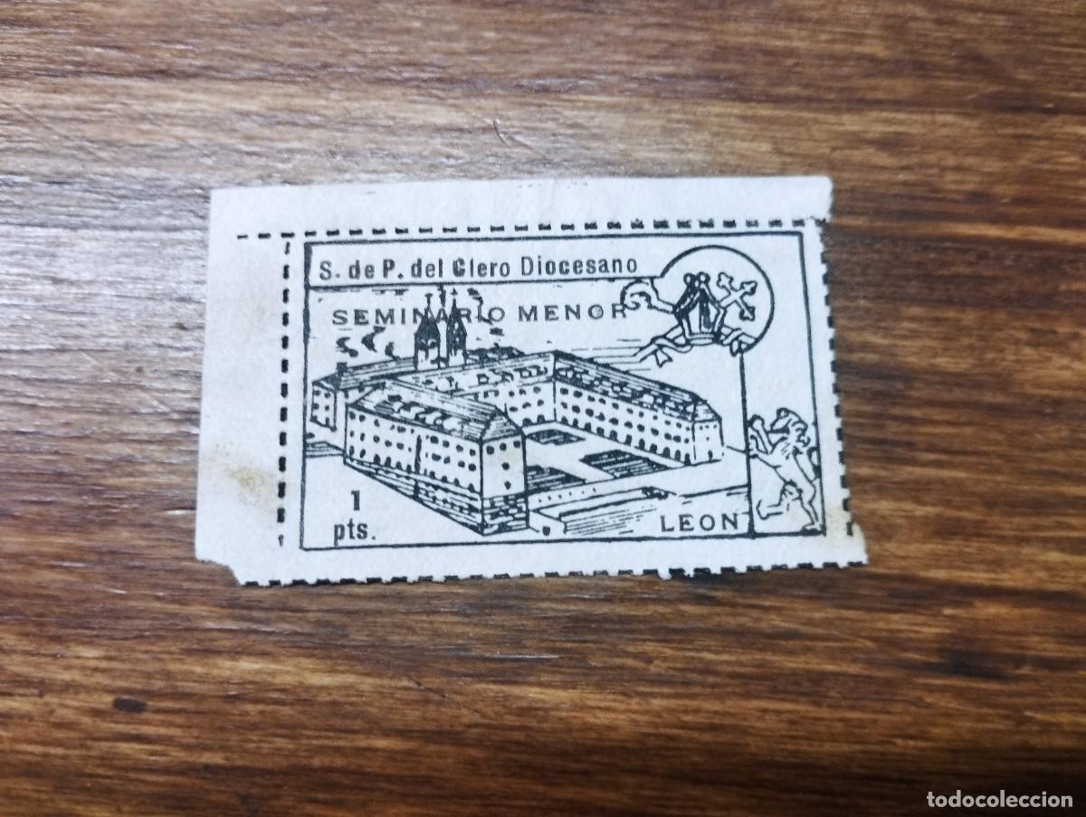 Timbres: SEMINARIO MENOR CLERO DIOCESANO LEON 1 PESETA.