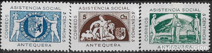 Briefmarken: Sellos Locales Guerra Civil. M&aacute;laga. ANTEQUERA. FESOFI n&ordm; 4 a 6 *