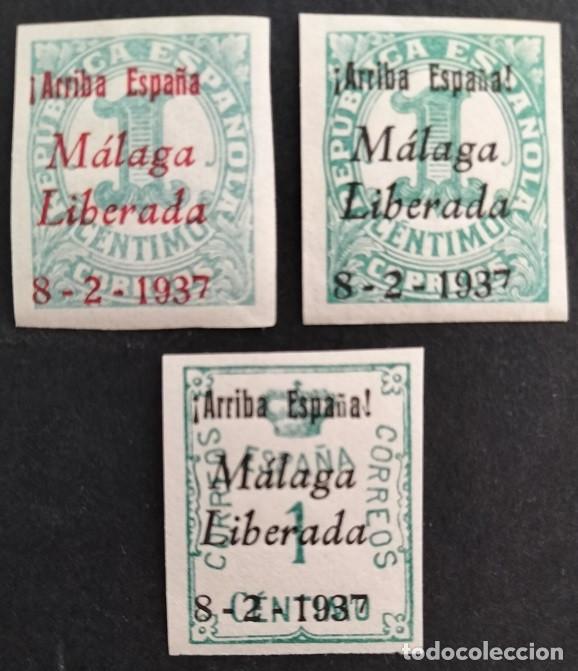 Selos: Sellos Arriba Espa&ntilde;a Malaga liberada 8-2-1937 Edifil 291 677 Guerra civil Espa&ntilde;a