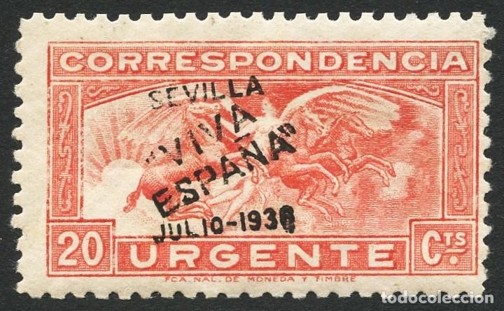 Briefmarken: GUERRA CIVIL, SELLO, CORRESPONDENCIA URGENTE, EMISI&Oacute;N LOCAL, SEVILLA, 1936, ERROR
