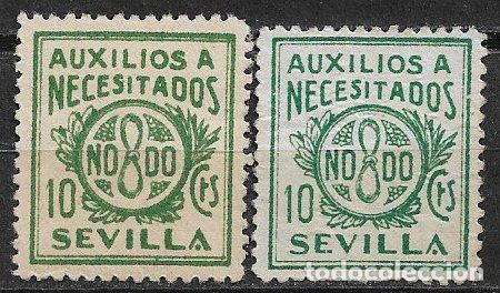 Briefmarken: LOCALES, Guerra Civil, Sevilla SEVILLA, FESOFI n&ordm; 28a y 28b (*)