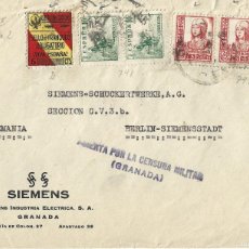 Sellos: 1937-38CA. CARTA SOBRE GRANADA A ALEMANIA. CENSURA GUERRA CIVIL.