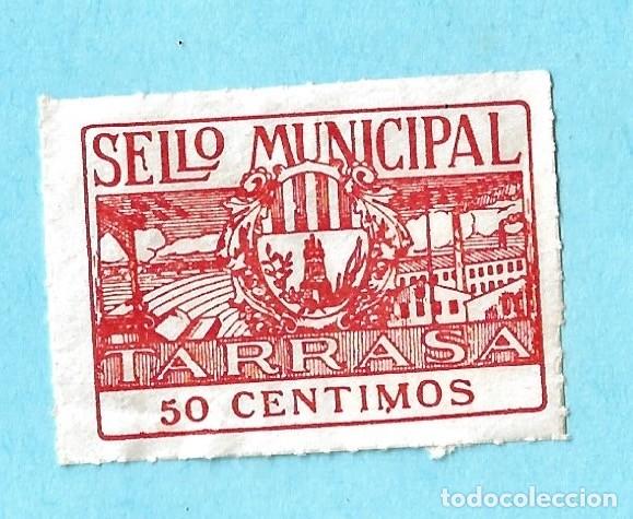 Stamps: SELLO MUNICIPAL TARRASA 50 CENTIMOS. GUERRA CIVIL. ROJO