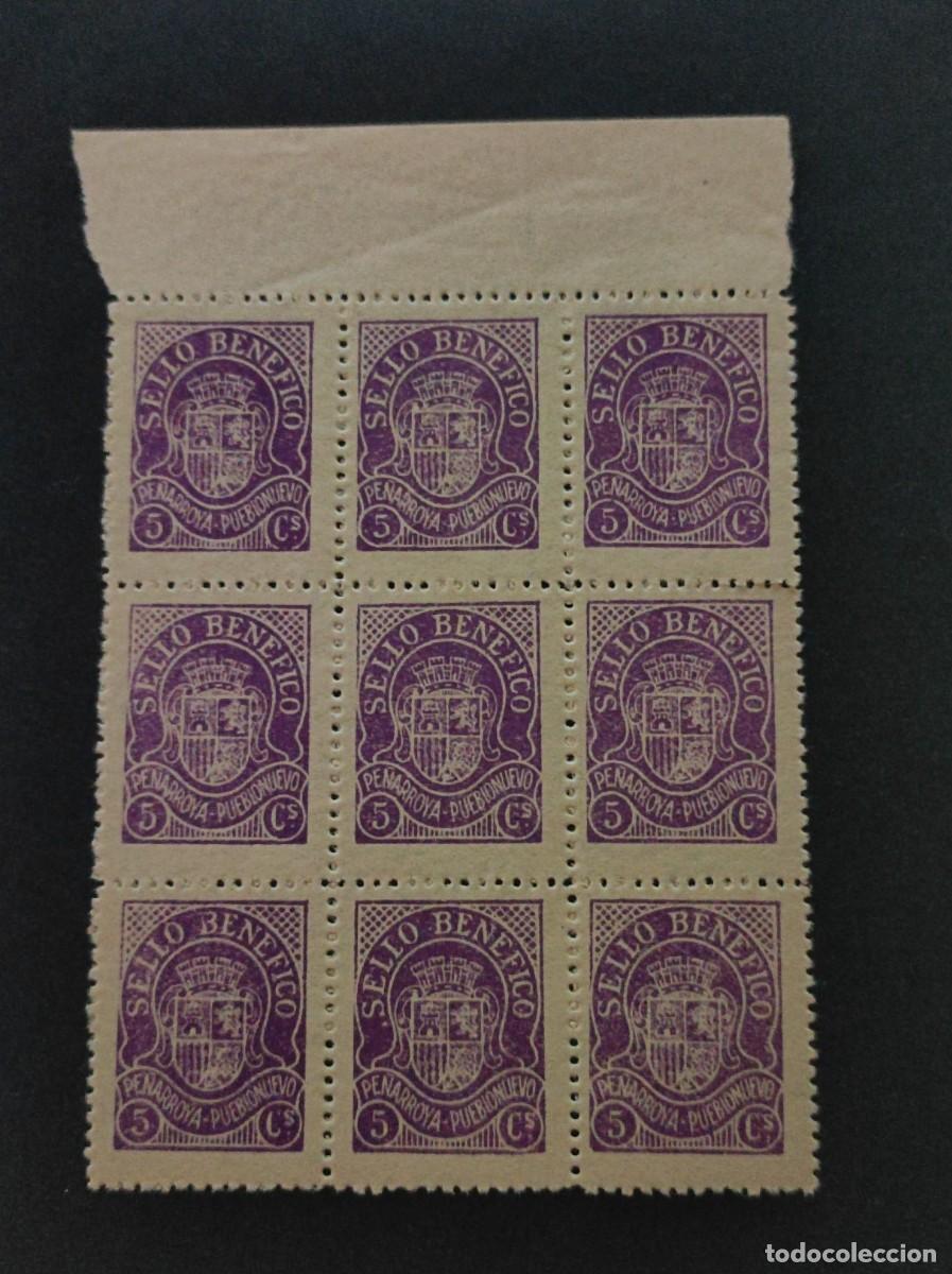 Briefmarken: PE&Ntilde;ARROYA PUEBLONUEVO, C&Oacute;RDOBA, FESOFI n&ordm; 1 . BLOQUE DE 9 NUEVO. GUERRA CIVIL.