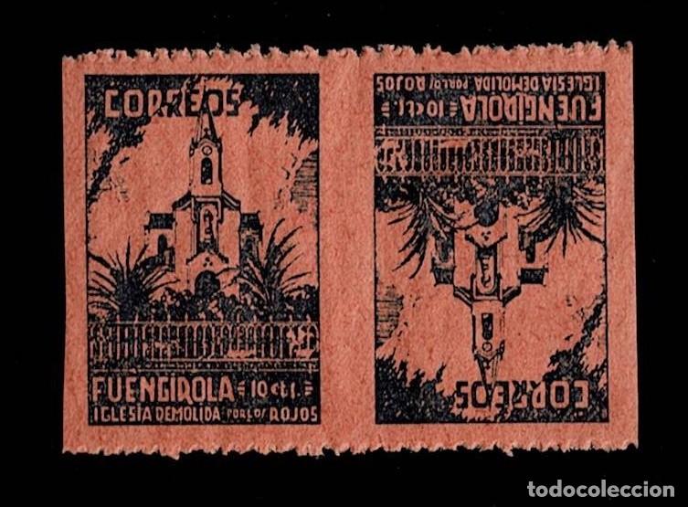 Briefmarken: Guerra Civil FUENGIROLA IGLESIA DEMOLIDA Fesofi n&ordm; 11PC PAREJA CAPICUA Variedad SIN DENTADO VERTICA