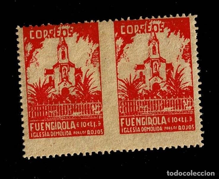 Briefmarken: Guerra Civil FUENGIROLA IGLESIA DEMOLIDA Fesofi n&ordm; 16 Variedad PAREJA SIN DENTAR ENMEDIO (NO MENCION