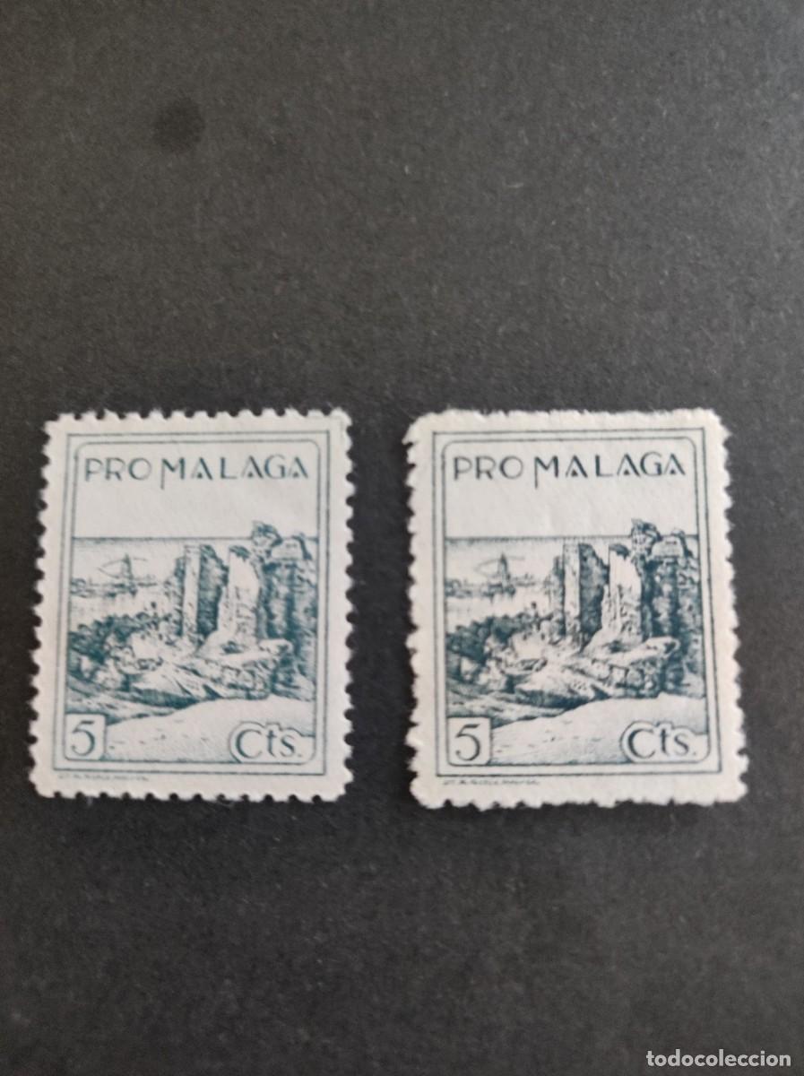 Selos: MALAGA .GUERRA CIVIL. PRO MALAGA 2 SELLOS DISTINTA NUMERACI&Oacute;N. FOTO. NUEVOS.