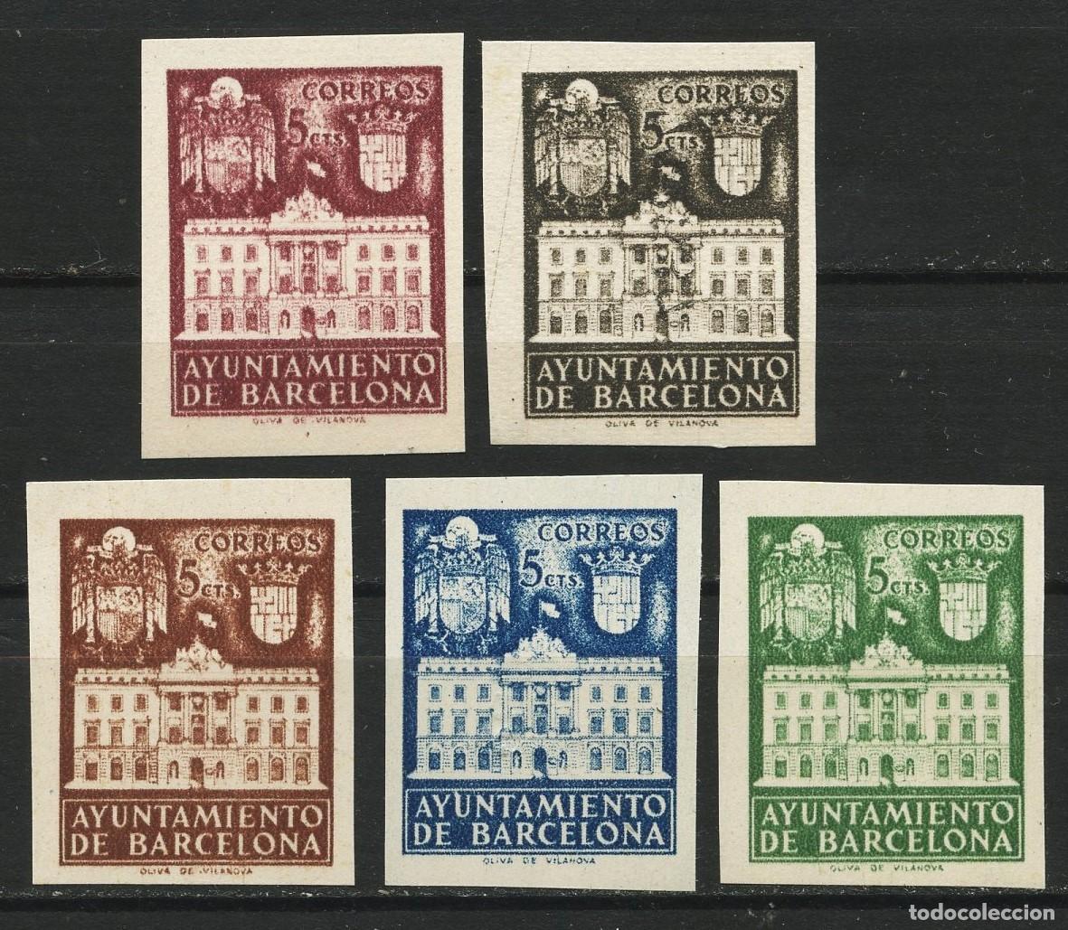Briefmarken: POSGUERRA, BARCELONA, SELLOS, FACHADA DEL AYUNTAMIENTO, 1942, SERIE 9, SIN DENTAR