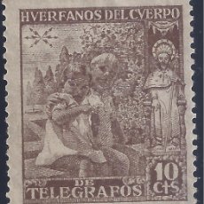 Sellos: HUERFANOS DEL CUERPO DE TELEGRAFOS 1938. 10 CTS. MNG.