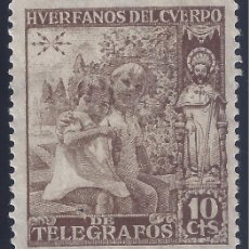 Sellos: HUERFANOS DEL CUERPO DE TELEGRAFOS 1938. 10 CTS. MNG.