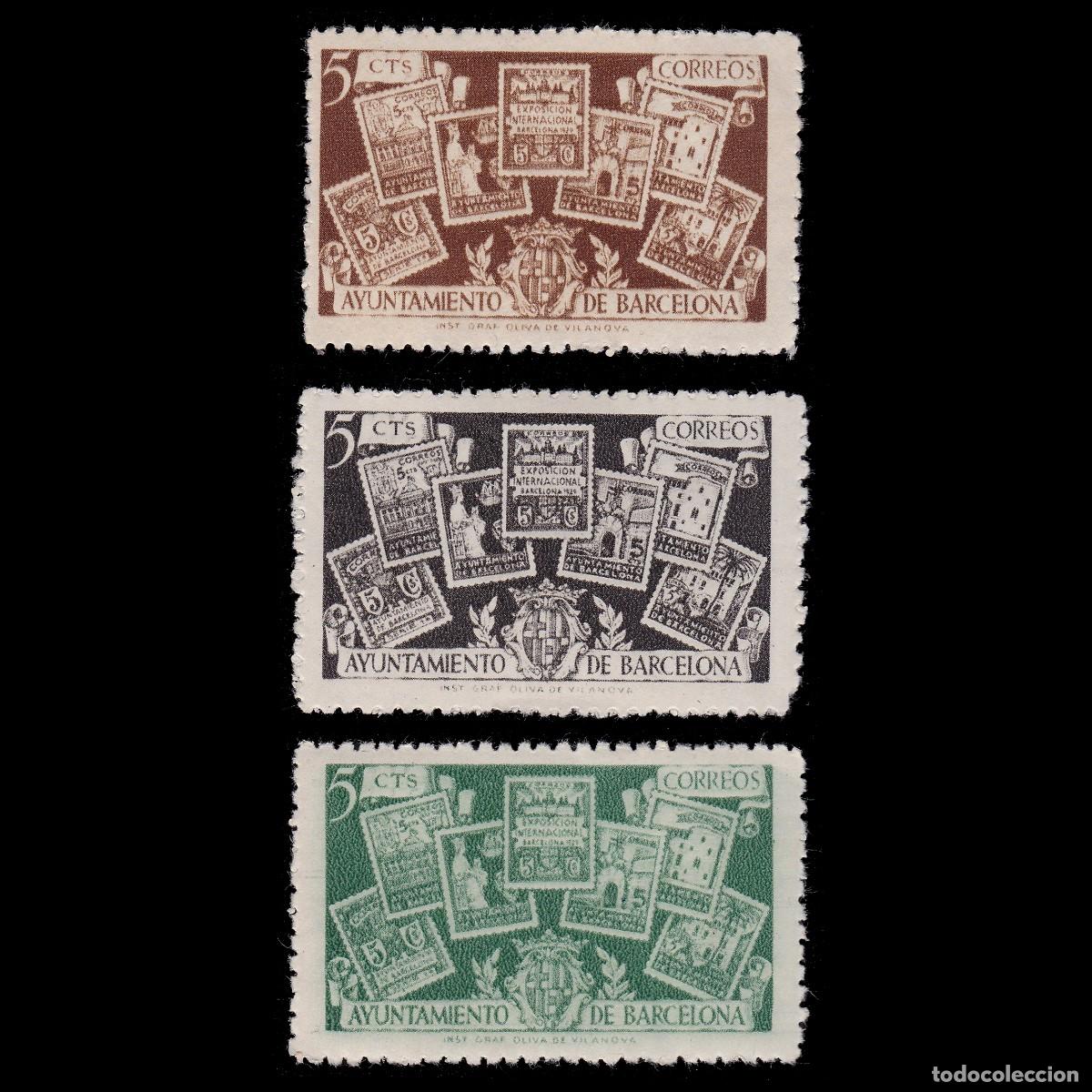 Timbres: Locales Barcelona. 1945.AYUNT.Serie.MH.Edifil.69-71