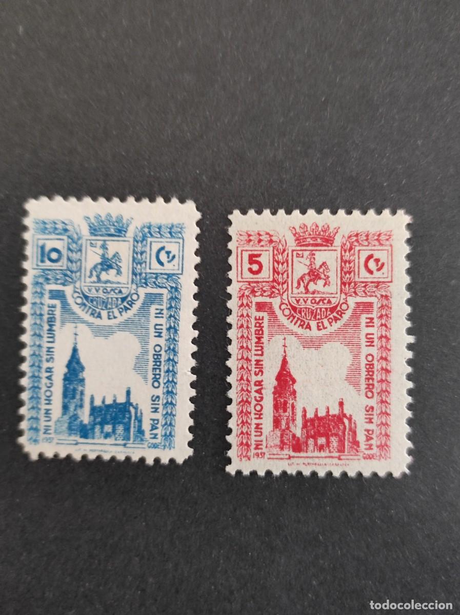 Timbres: HUESCA, CRUZADA CONTRA EL PARO. FESOFI-3/4 NUEVOS CON CHARNELA. GUERRA CIVIL.