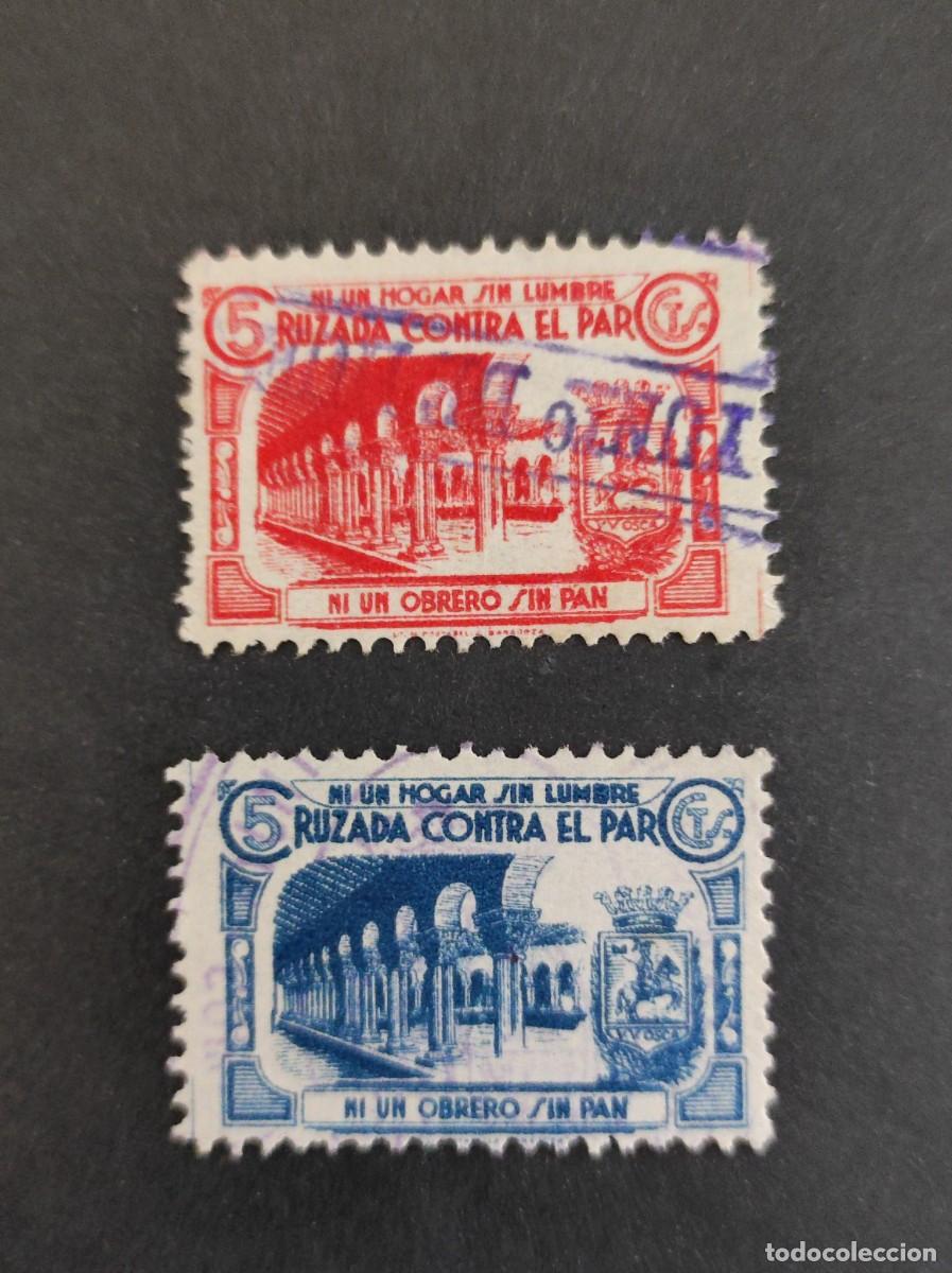 Timbres: HUESCA, CRUZADA CONTRA EL PARO. FESOFI-1/2 MATASELLADOS. GUERRA CIVIL.