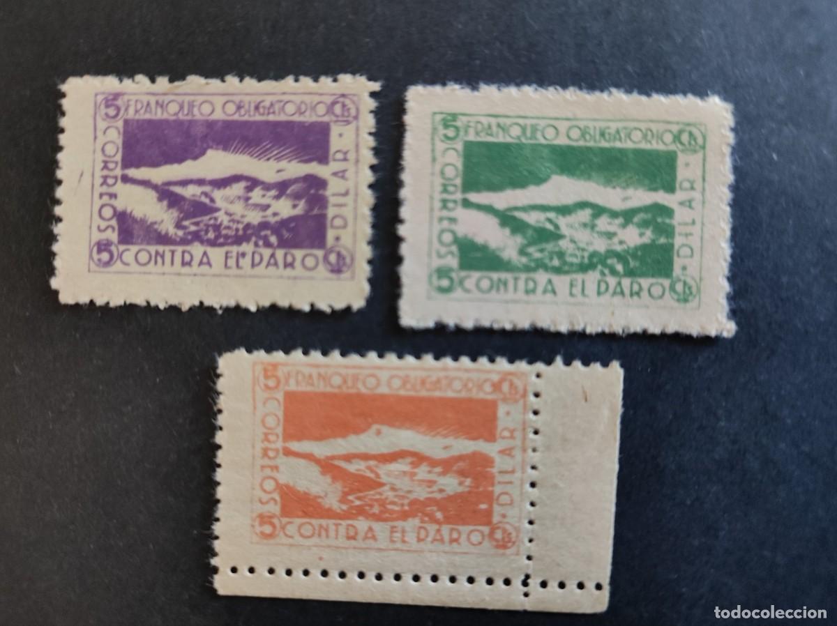 Timbres: DILAR. CONTRA EL PARO. E-1/3 NUEVOS SIN CHARNELA. GUERRA CIVIL.