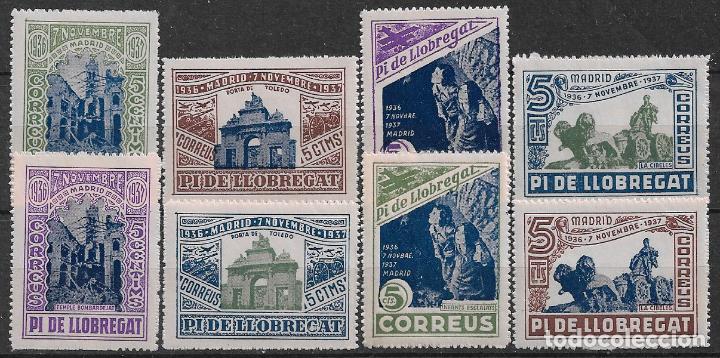 Stamps: Sellos locales, Guerra Civil. Barcelona MONTCADA Y REIXACH. FESOFI n&ordm; SH5 a SH12 * * completa