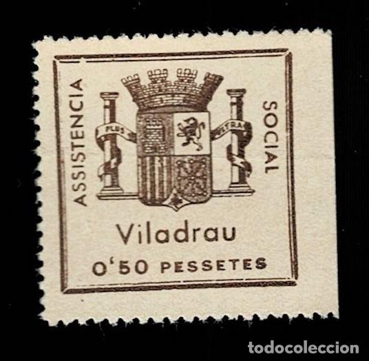 Timbres: Guerra Civil VILADRAU Fesofi n&ordm; 8 Valor 50 cts Color CASTA&Ntilde;O OSCURO Sin goma VER