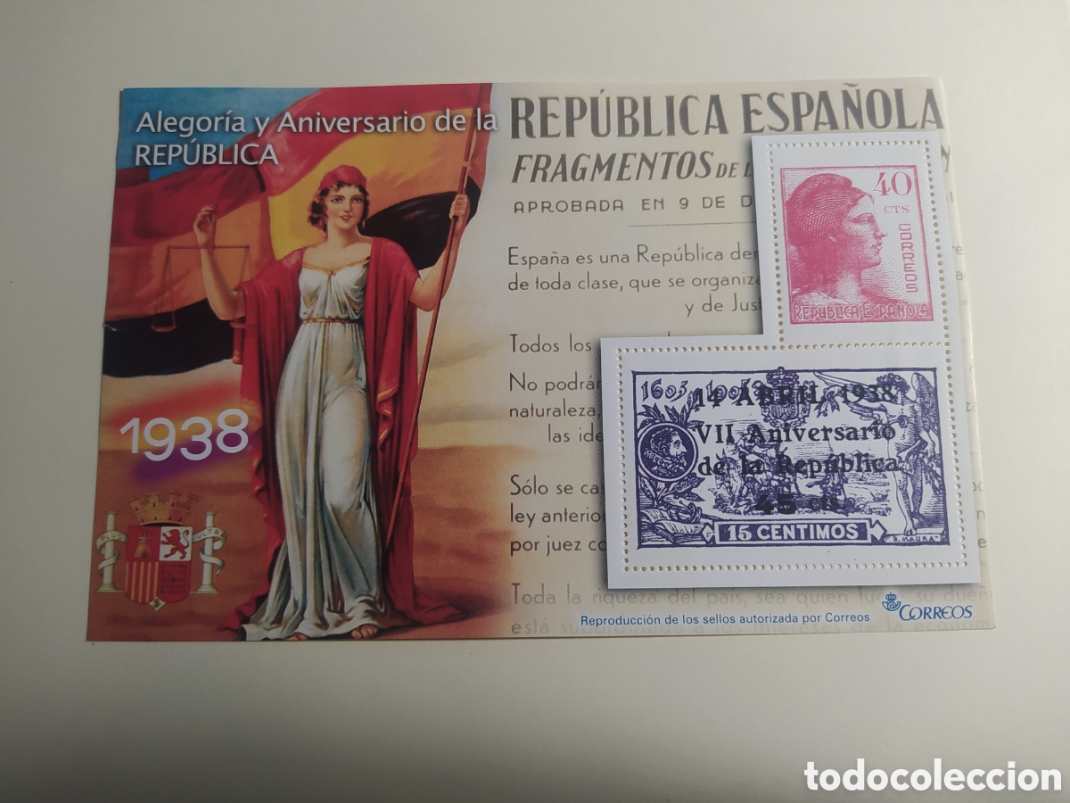 Francobolli: HOJA 17. ALEGORIA Y ANIVERSARIO DE LA REPUBL. LA GUERRA CIVIL ESPA&Ntilde;OLA EN SELLOS. EL MUNDO, A&Ntilde;O 2006